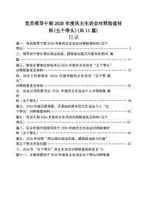 [11篇]党员领导干部2026年度民主生活会对照检查材料（五个带头）范文