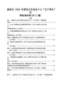 [11篇]副县长2026年度民主生活会个人“五个带头”对照检查材料（精选汇编）