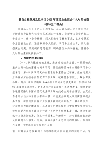 [7参考]县自然资源局党组书记2026年度民主生活会个人对照检查材料（五个带头）范文