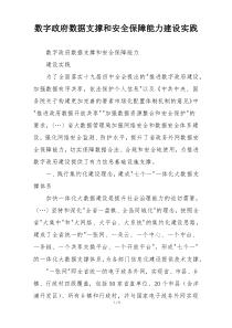 数字政府数据支撑和安全保障能力建设实践