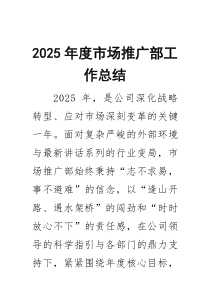 2025年度市场推广部工作总结