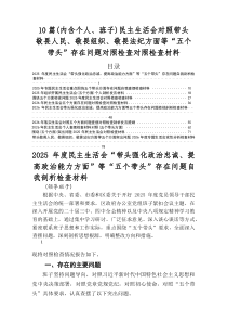 2025年度民主生活会“带头敬畏人民、敬畏组织、敬畏法纪方面”等五个带头突出问题个人剖析检查材料