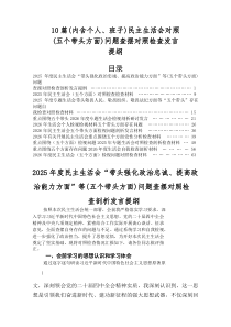 2025年度民主生活会“带头敬畏人民、敬畏组织、敬畏法纪方面”等（五个带头）检视问题个人检视对照检查