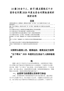 2025年度民主生活会个人检视研讨发言稿重点围绕（五个带头方面）检视问题