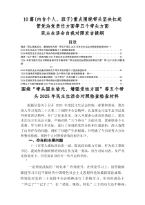 2025年度民主生活会五个带头存在问题自我对照研讨发言稿