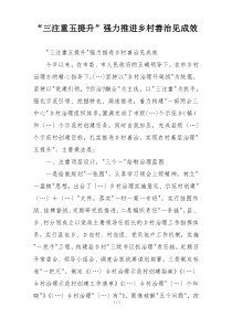 “三注重五提升”强力推进乡村善治见成效