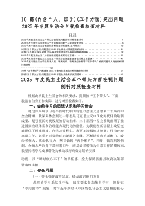 2025年度民主生活会五个带头方面存在问题自我检查检视材料