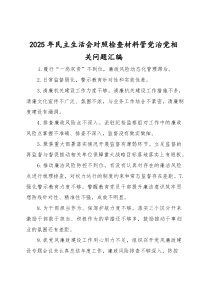 2025年民主生活会对照检查材料管党治党相关问题汇编