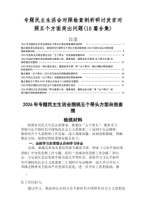 2025年组织民主生活会五个方面突出问题对照检查剖析检查材料