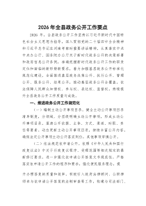 2026年全县政务公开工作要点