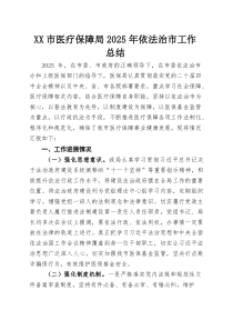 XX市医疗保障局2025年依法治市工作总结