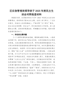 区应急管理局领导班子2025年度民主生活会对照检查材料