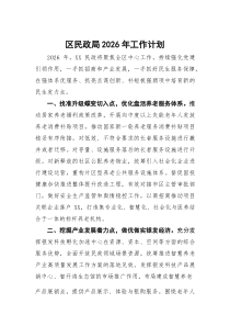 区民政局2026年工作计划