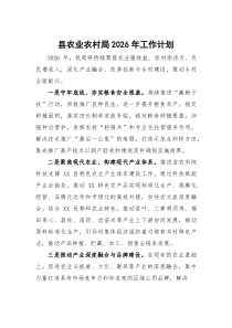县农业农村局2026年工作计划