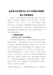 县商务行业党委书记2025年抓新兴领域党建工作述职报告