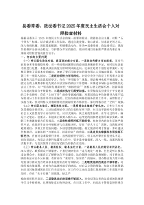 县委常委、政法委书记2025年度民主生活会个人对照检查材料