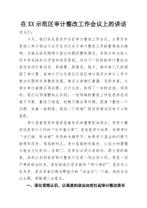 在XX示范区审计整改工作会议上的讲话