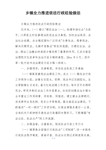 乡镇全力推进依法行政经验做法