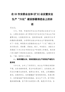 在市安委会全体（扩大）会议暨安全生产“六化”建设部署推进会上的讲话