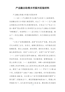 产业融合助推乡村振兴经验材料