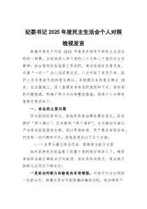 纪委书记2025年度民主生活会个人对照检视发言