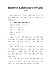 （会前）党支部2025年度组织生活会会前谈心谈话记录（9份）
