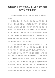 纪检监察干部学习十九届中央委员会第七次全体会议公报感悟