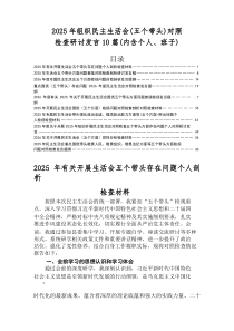 2025年有关民主生活会五个带头检视问题对照检查研讨发言