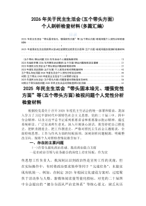 2025年民主生活会“带头固本培元、增强党性方面”等五个方面突出问题对照检查剖析对照检查材料