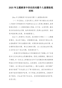 2025年主题教育中存在的问题个人查摆检视材料