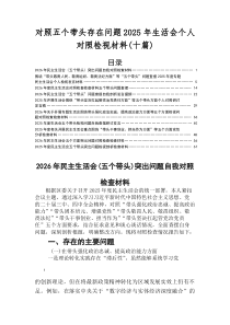 2026年民主生活会重点围绕五个方面自我检查发言提纲