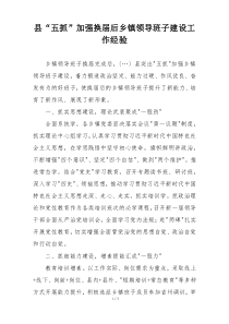 县“五抓”加强换届后乡镇领导班子建设工作经验