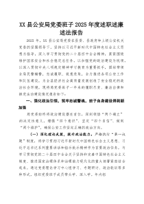 XX县公安局党委班子2025年度述职述廉述法报告