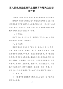 区人民政府党组班子主题教育专题民主生活会方案