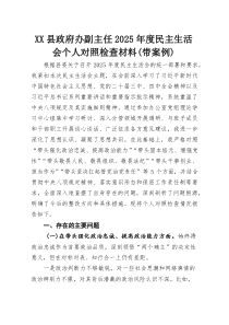 XX县政府办副主任2025年度民主生活会个人对照检查材料（带案例）
