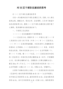 对XX区干部队伍建设的思考