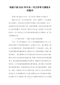 科级干部2025年中央一号文件学习感悟乡村振兴