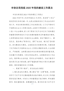 市信访局党组2025年党的建设工作要点