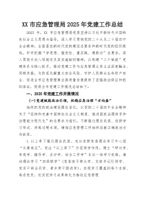 XX市应急管理局2025年党建工作总结
