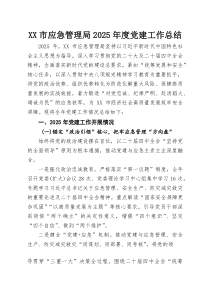 XX市应急管理局2025年度党建工作总结
