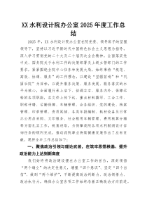 XX水利设计院办公室2025年度工作总结