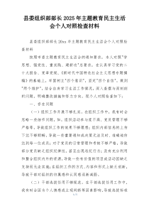 县委组织部部长2025年主题教育民主生活会个人对照检查材料