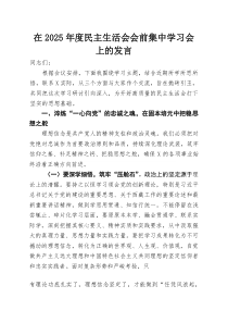 在2025年度民主生活会会前集中学习会上的发言
