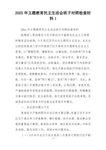 2025年主题教育民主生活会班子对照检查材料1