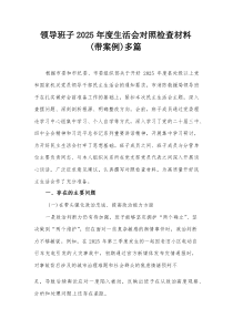 领导班子2025年度生活会对照检查材料(带案例)多篇