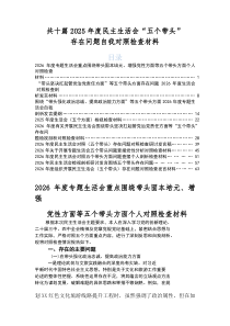 2026年度专题民主生活会重点围绕五个带头问题查摆对照检查剖析发言材料