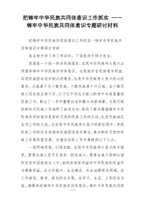 把铸牢中华民族共同体意识工作抓实 ——铸牢中华民族共同体意识专题研讨材料