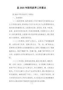 县2025年防汛抗旱工作要点