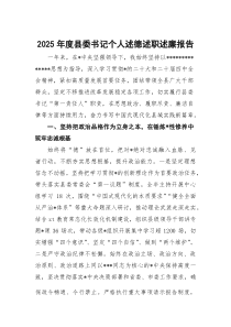 2026年度县委书记个人述德述职述廉报告