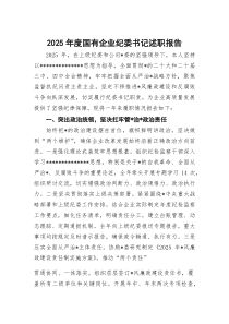 2026年度国有企业纪委书记述职报告